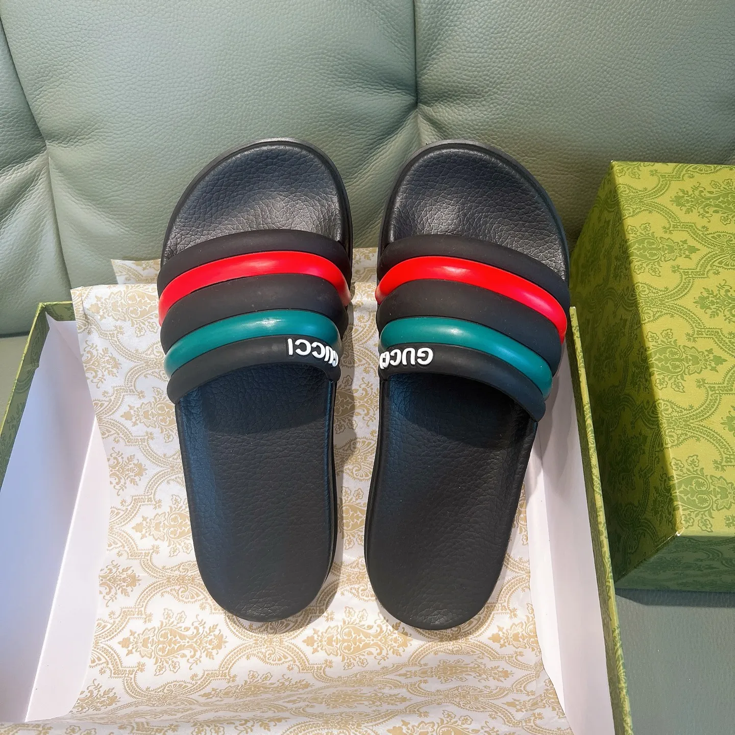 Men's Men's Shoes 130🐮🐮Gucci Gucci Slippers Gucci 2024 latest beach sandals slippers Original molding double G LOGO Original molding consistent Outsole: Men's Men's Shoes u double-layer outsole Size: 35-46
